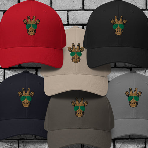 Giraffe Embroidered Flexfit Hat-Unisex